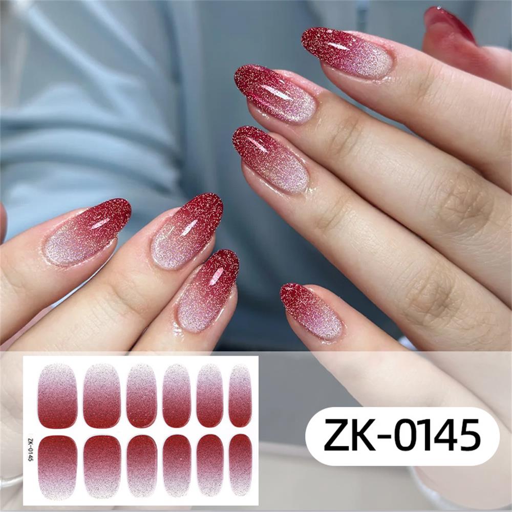 Autocollants pour Nail Art Oeil de Chat Dégradé, Set de 16 Pièces Auto-adhésifs Imperméables Pailletés Faux Ongles Décalcomanies