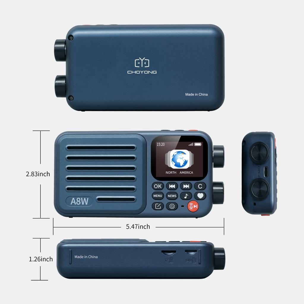 CHOYONG A8W Portable Internet Radio Single Band Radio 4G&Wi-Fi Multi-Scene Connection Speaker Voice Custom Control Radios Gifts