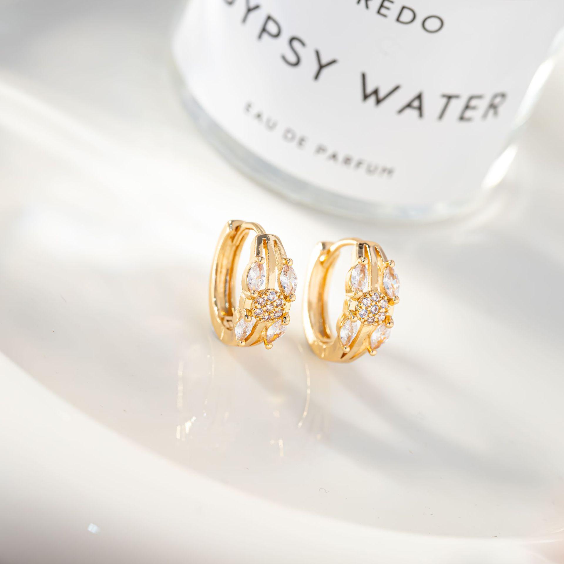 High-end Zirconia Tri-layer Ear Cuff: Hong Kong & French Style Retro Stud Dangle Earrings