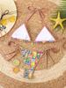 Triangle Cup Print Sexy Bikini Split Swimsuit
