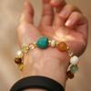 Exquisite National Style Bracelet: Imitation Turquoise, Tiger Eye, Crystal, Agarwood Beads