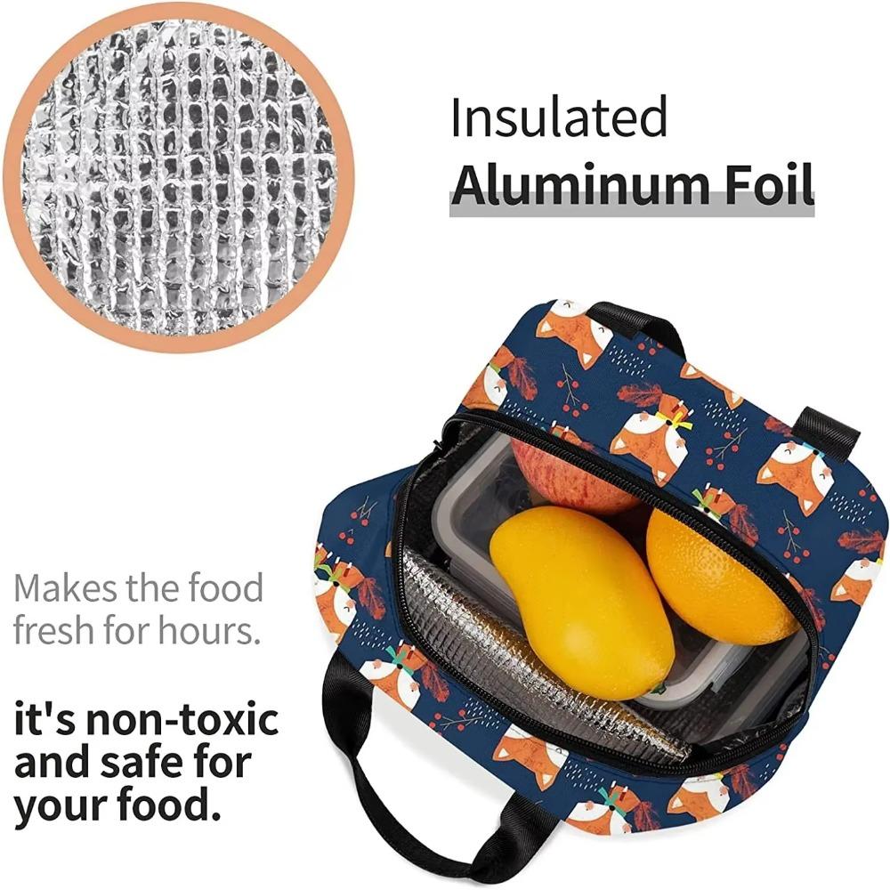 Cute Fox Thermal Lunch Bag for Women Insulated Lunch Box Leakproof Reusable Girls Lunchbag Office Work School Picnic Portable
