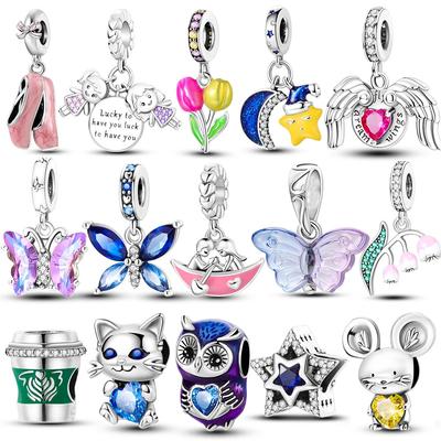 Kupferbeschichtete Anhänger Schmetterling Eule Blume Anhänger Perlen für Frauen Passend für Original Armreif DIY Schmuckherstellung DIY