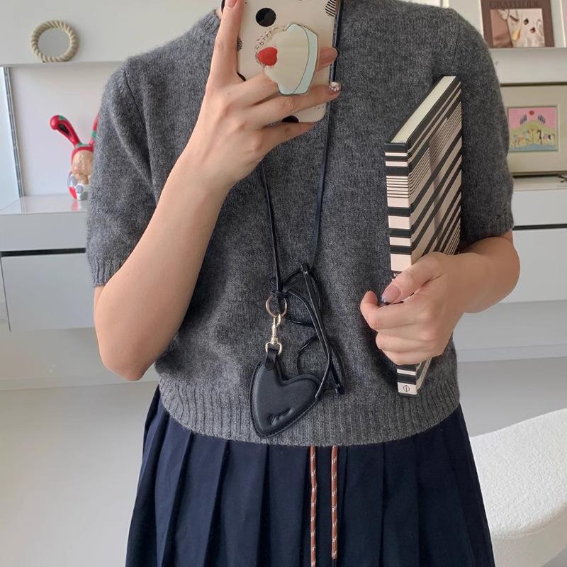 Leather Love Cat Change Bag Pendant Necklace Female Cute Versatile Fashion Accessories Sweater Chain