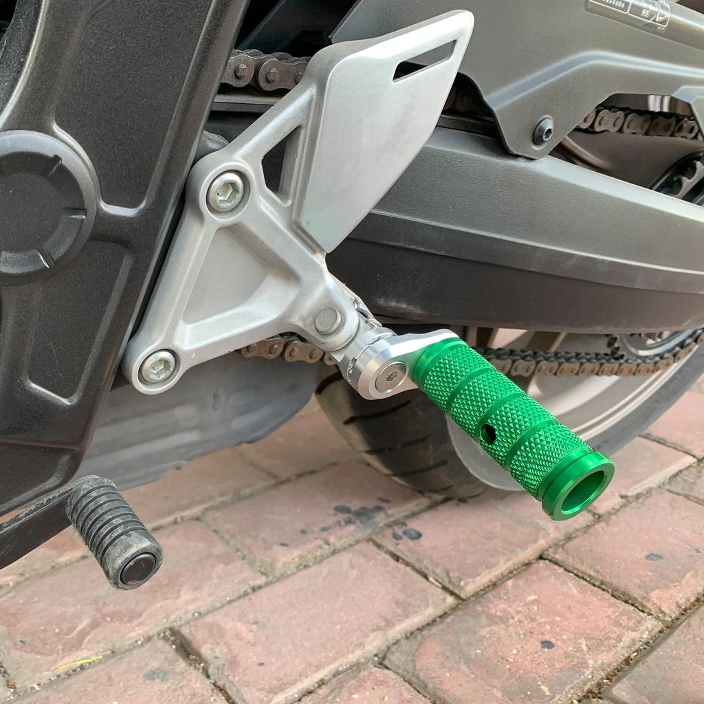 LEDISHUN Adjustable Step Bar Set for Kawasaki ZX-25R ZX-4R ZX-4RR Ninja 250 Ninja 400 Z250 Z400 (Green)