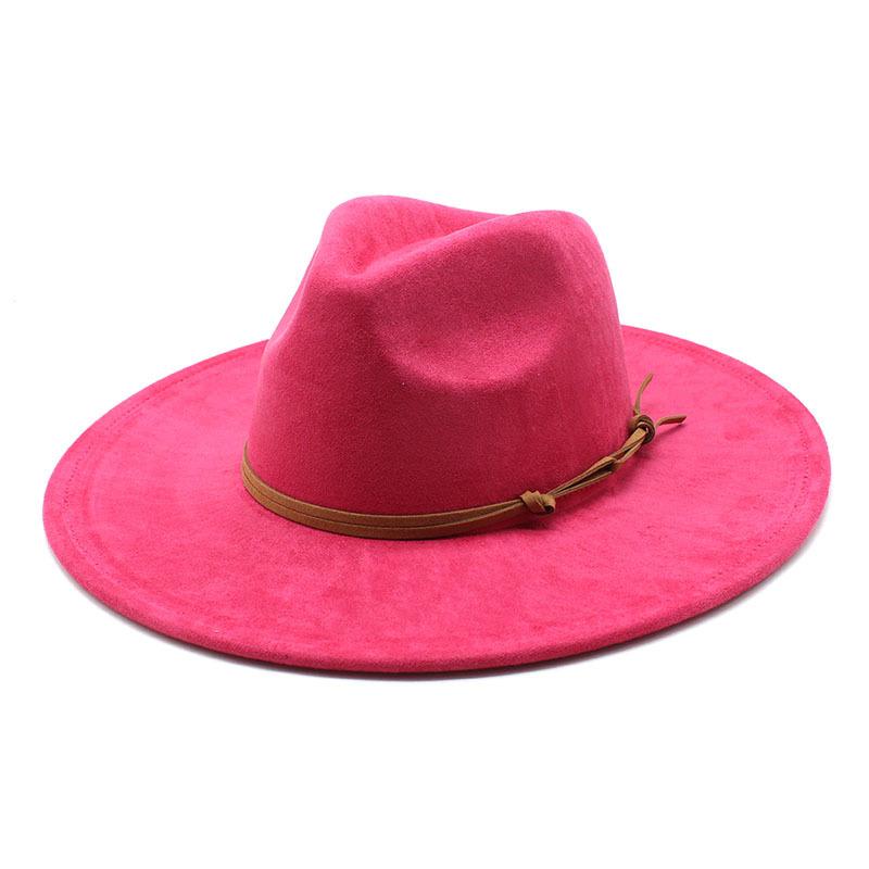 

Cowboy Felt Hat, Suede Felt Hat, Peach Heart Top Big Brim Felt Hat For Men And Women M（56-59cm）