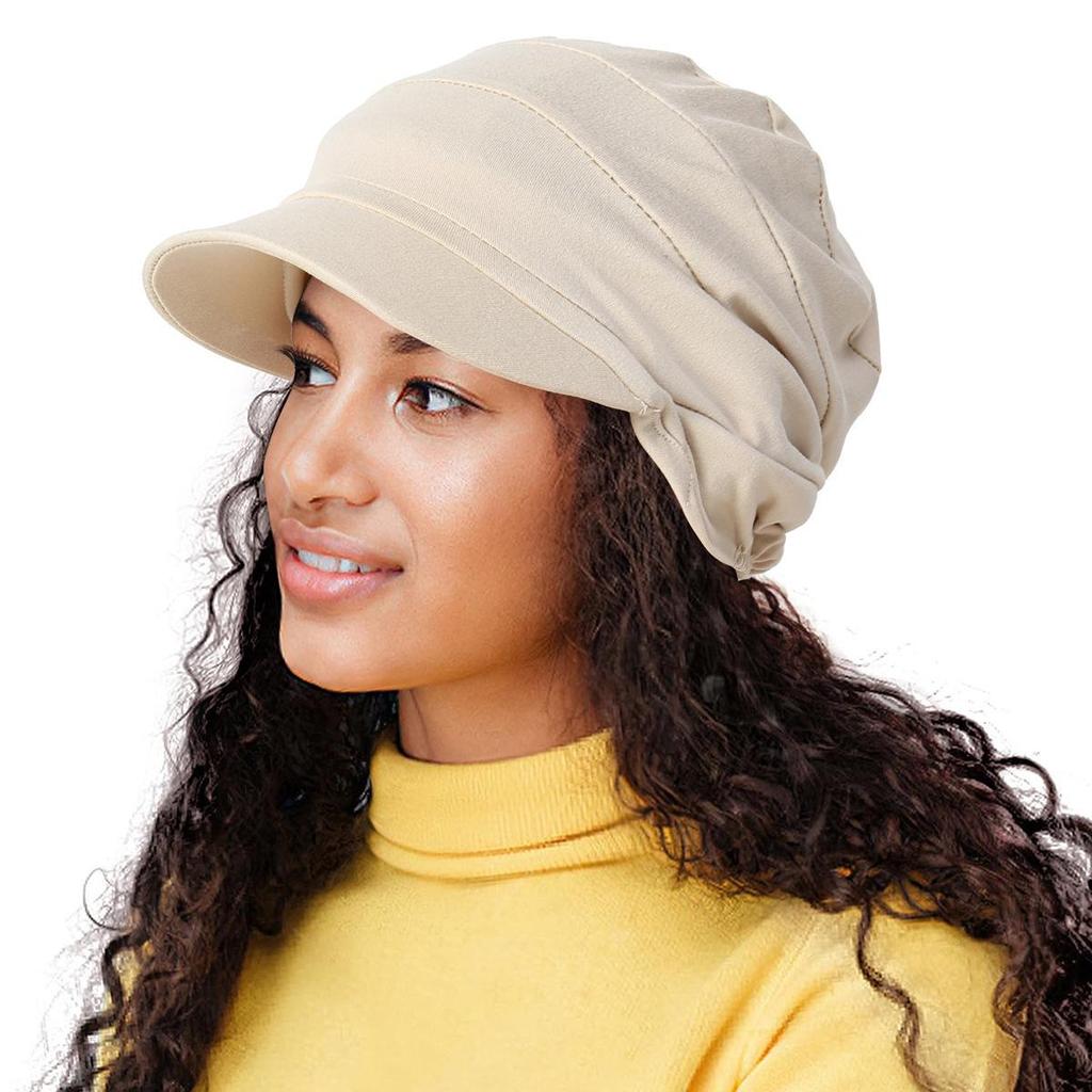 Solid Color Versatile Travel Headscarf Hat with Multicolor Brim