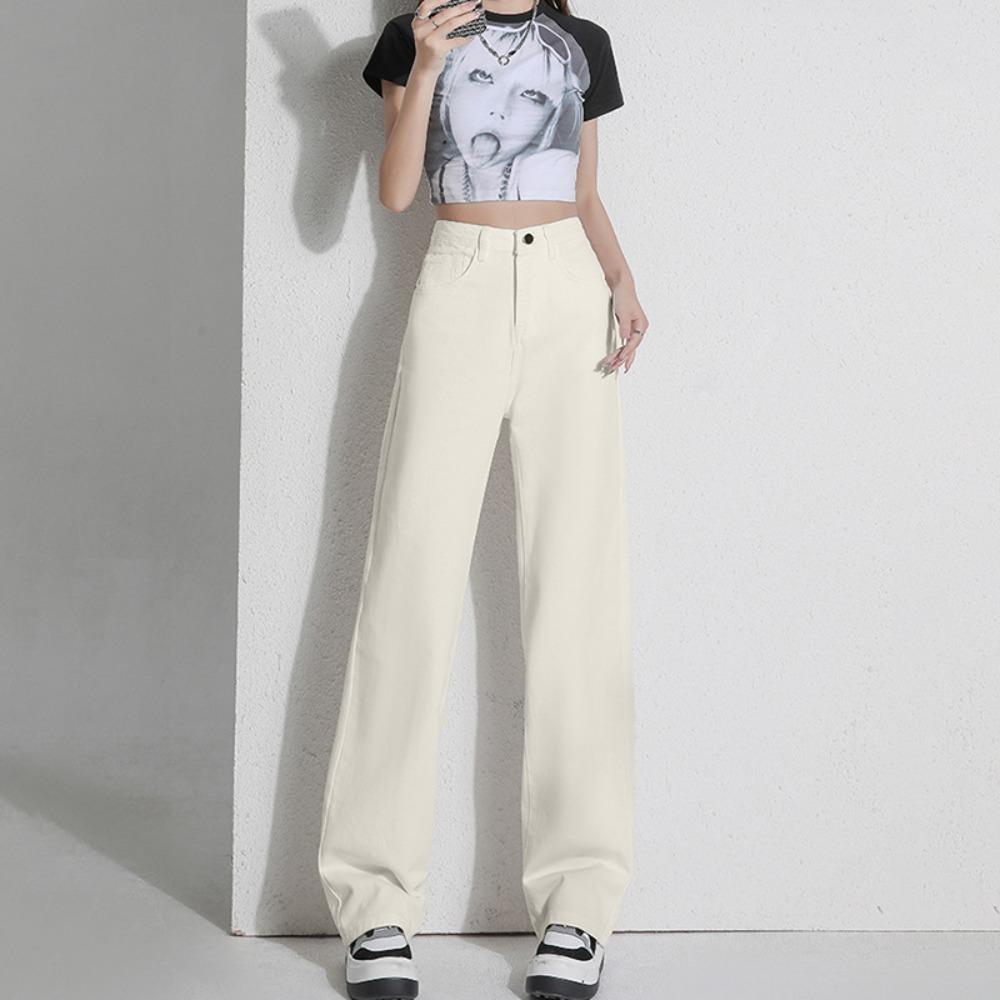 Versatile Personality Straight Jeans Women's Spring and Autumn New Korean Version Ins Showing Thin Temperament Wide-leg Mopping Denim