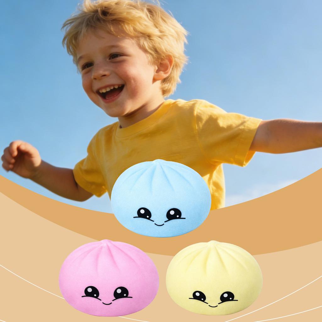 Colorful Dumpling Squishy Stress Relief Balls With Steamer Reusable Rebound Squeeze Reliever Toys Dough Ball Home Office Gifts