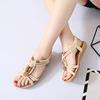 Fashion Breathable Sandals Elastic Band Large Size Bohemian Woman Shoe 2025 Summer Suit Female Beige Open Toe Strappy Heels Shallow Mout