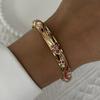 Lucky Evil Eye Flower Enamel Bracelets Set for Women Elegant Floral Rhinestone Geometric Spring Bangle Party Jewelry Gift