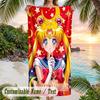 Sailor Moon Beach Towel, Personalized Custom Name Text, Quick Dry Large Absorbent Towel For Beach Pool