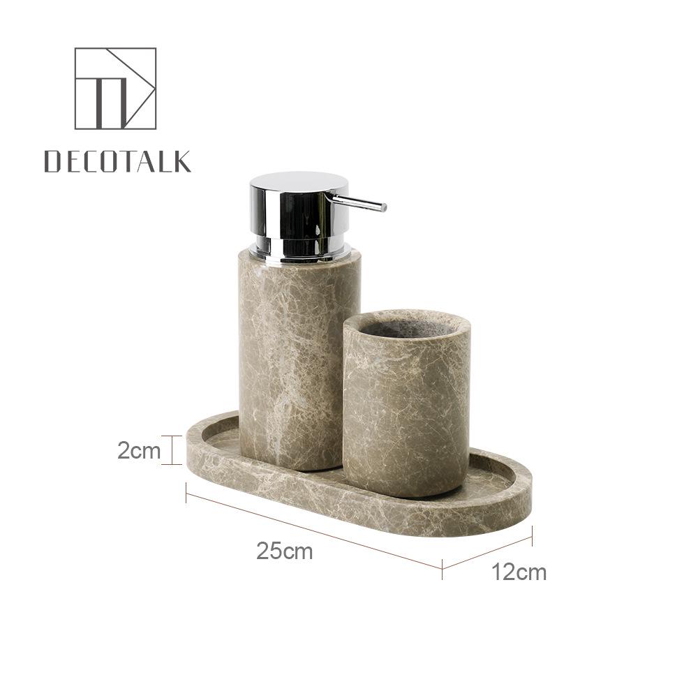 DecoTalk Wabi-Sabi Marble Bathroom Set: Matte Washbasin, Aroma Diffuser, Tissue Box