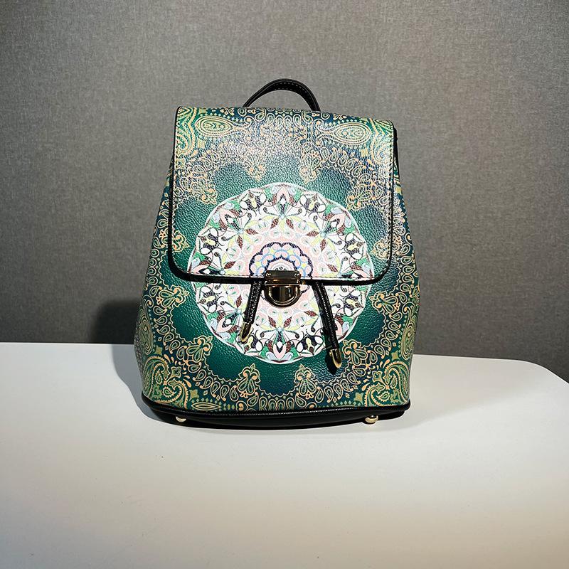 Vintage Bohemian Print Women's Backpack - Comfortable Wide Strap Ethnic Style Travel Bag Casual Daypack