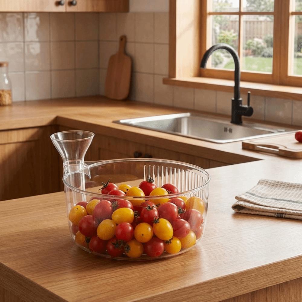 Plast Automatisk Tvättskål Transparent Grönsaks-sköljare Behållare Frukt-svarvare Utomhus