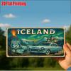 D Flat pc Vintage Metal SignOnly for decoration Outdoor Wall Art (  ) ICELAND Aluminum Sign Retro Travel Decor
