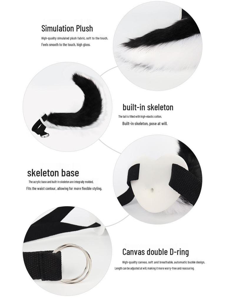 Handmade Plush Cat Ear Headband and Fox Tail Cosplay Prop for Anime Conventions