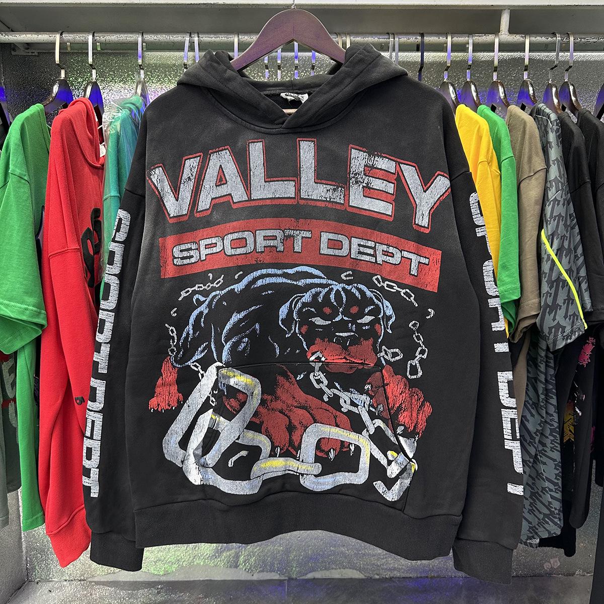 Vale Valley Unisex Retro Mud Print Cotton Hoodie Extra Large