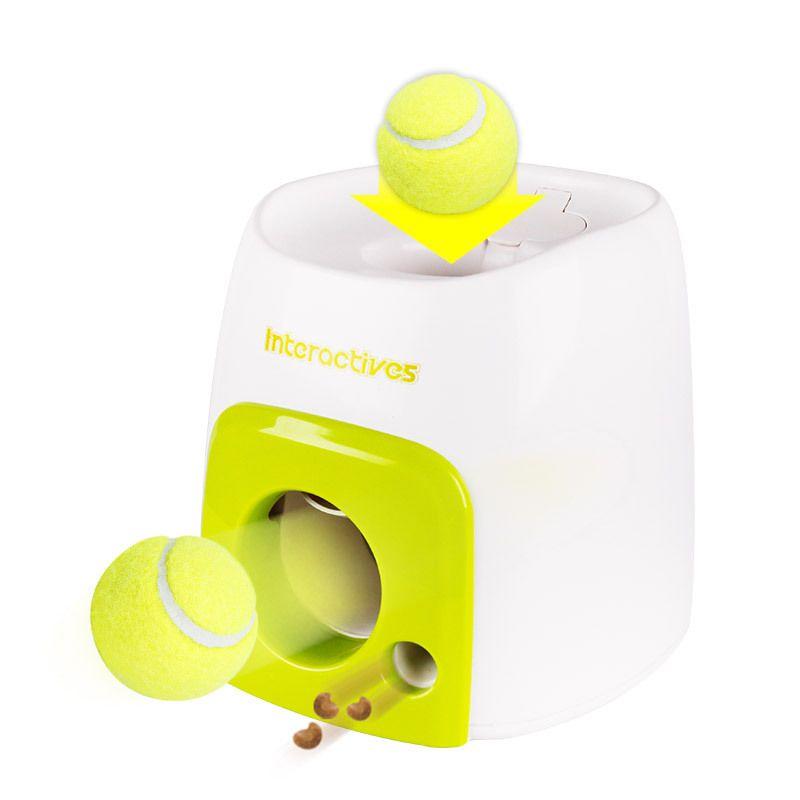 Automatic Pet Dog Food Dispenser With Interactive Tennis Ball Reward Toy