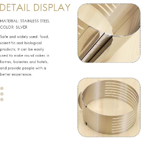 6 To 8 Inch Adjustable Cake Ring for Cutting Layers, Slicing and Leveling Cakes, Stainless Steel 7-Layer Cake Toast Slicer Leveler