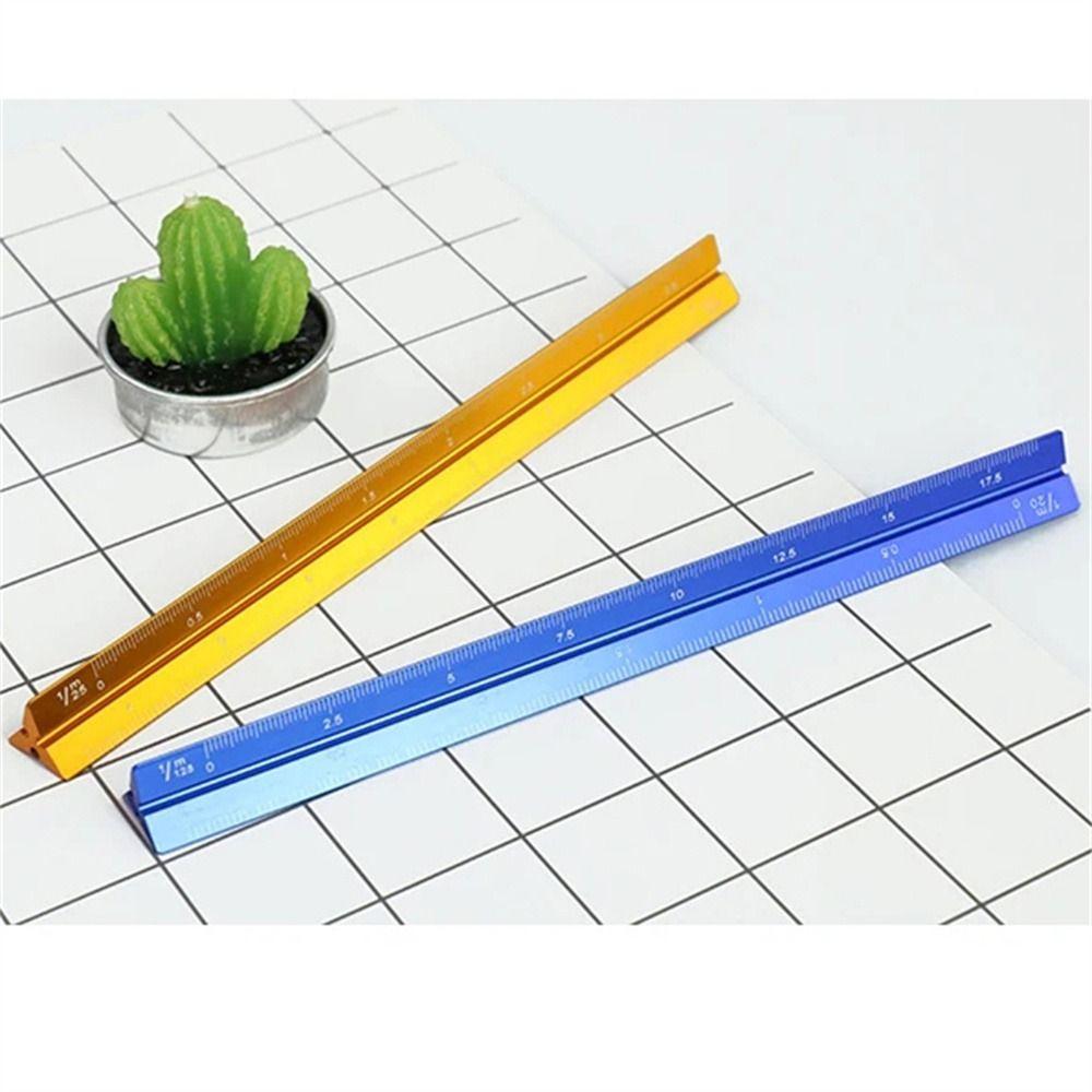 Multi-function Triangular Scale Ruler Smoothly Metal Ruler Students Measuring Ruler Stationery
