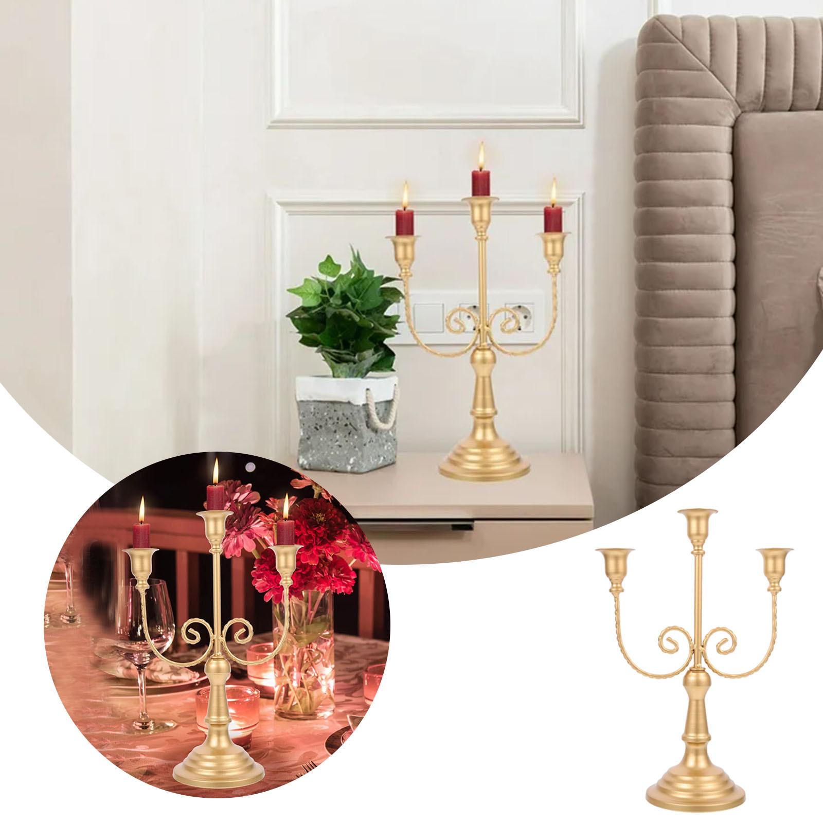 Металлический Позолоченный Бронзовый Подсвечник Ретро 3-свечник Для Свадебной Вечеринки Гостиной Домашний Орнамент One Size золотой