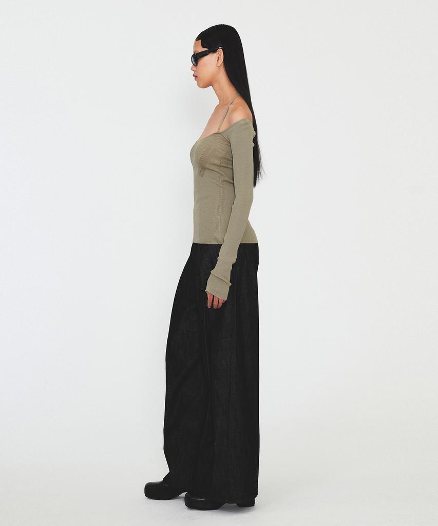 Daiaegeuneol Off Shoulder Strap Knit (Khaki)