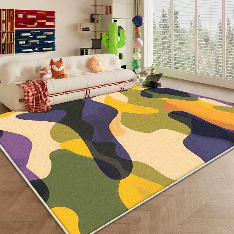 Modern Colored Non-slip Carpet Abstract Decoration Large Area Living Room Rugs Washable Bedroom Bedside Fluffy Plush Mat Lounge