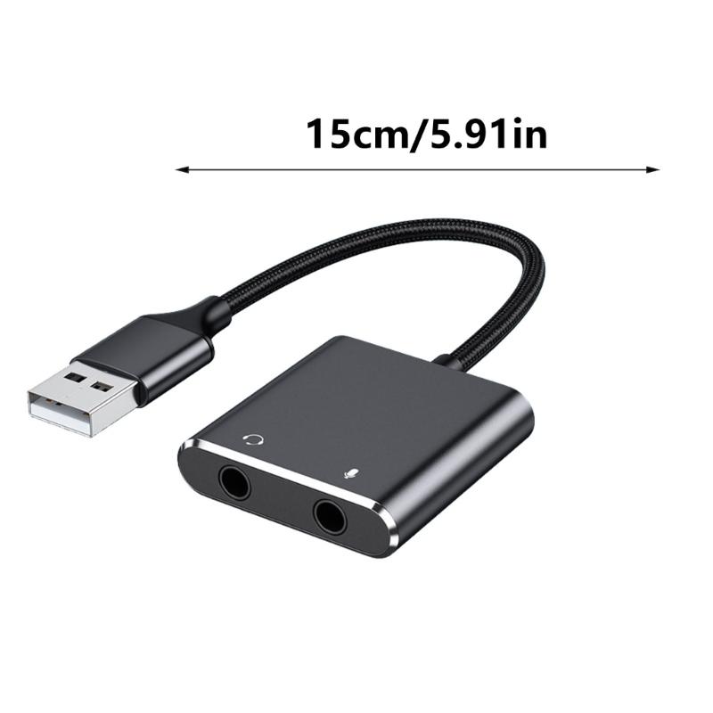 USB to 3.5mm Jacks Sound Adapter External Stereo Sound Card for /PC/Laptop Microphones USB to Headphone Adapter