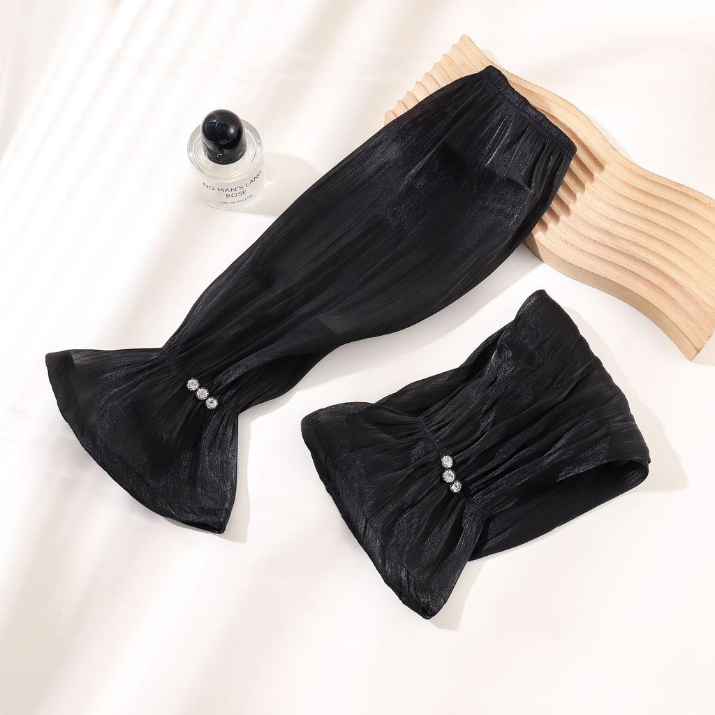 Sunshade Summer Thin Ice Sleeve  Silk Three Diamonds For Women Girls Driving Sunscreen  Arm Outdoor Solid Color Riding Sleeves