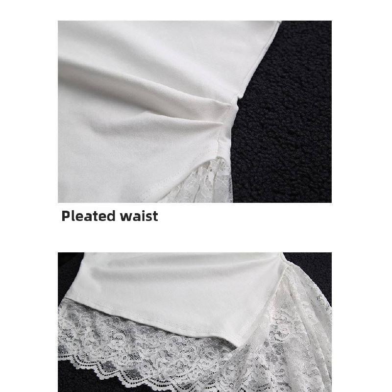 New Summer Women's Clothing with Irregular Design Lace French Sleeveless Tank Top T-Shirt