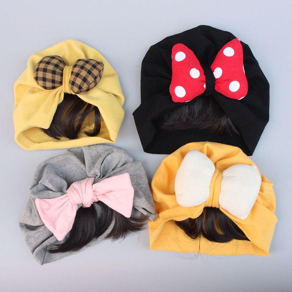 Newborn Bow Hat Wig S/M Infant Cotton Hats Hair Accessories Boys Girls Indian Caps