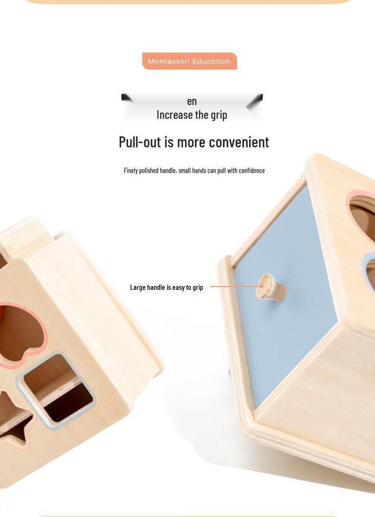 Montessori 4-in-1 Wooden Coin Box: Early Education Toy for Toddler Shape Matching, Sensory Training, and Intellectual Development.