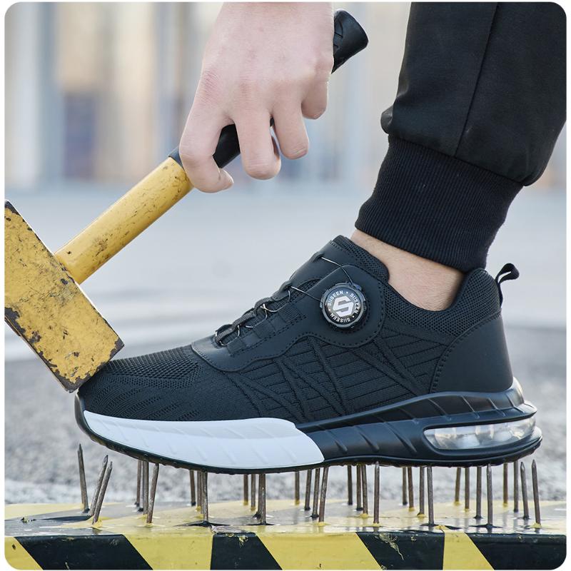 Men's Steel Toe Safety Shoes Anti Smash & Anti Puncture Lightweight Work Fashionable And Durable Buttoned Safety Shoes Boots