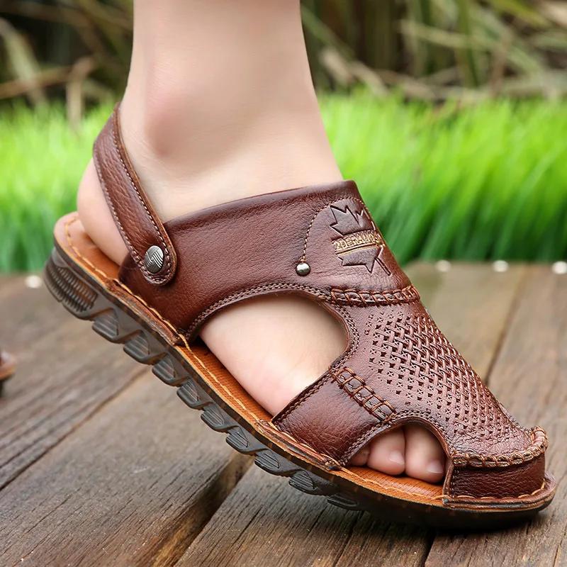 Móda Léto Designér Nové Kůže Měkká Podrážka Venkovní Pláž Pánské Sandály Móda Volný čas Vnitřní Pánské Pantofle Sandalias Hombre Verano