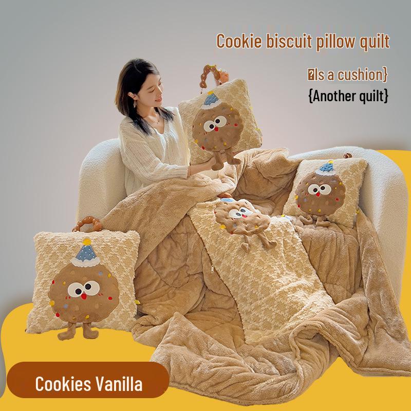 Winter Cartoon Kissen & Decke Kombi: Niedlich, Verdickt, Doppelte Verwendung für Auto oder Zuhause