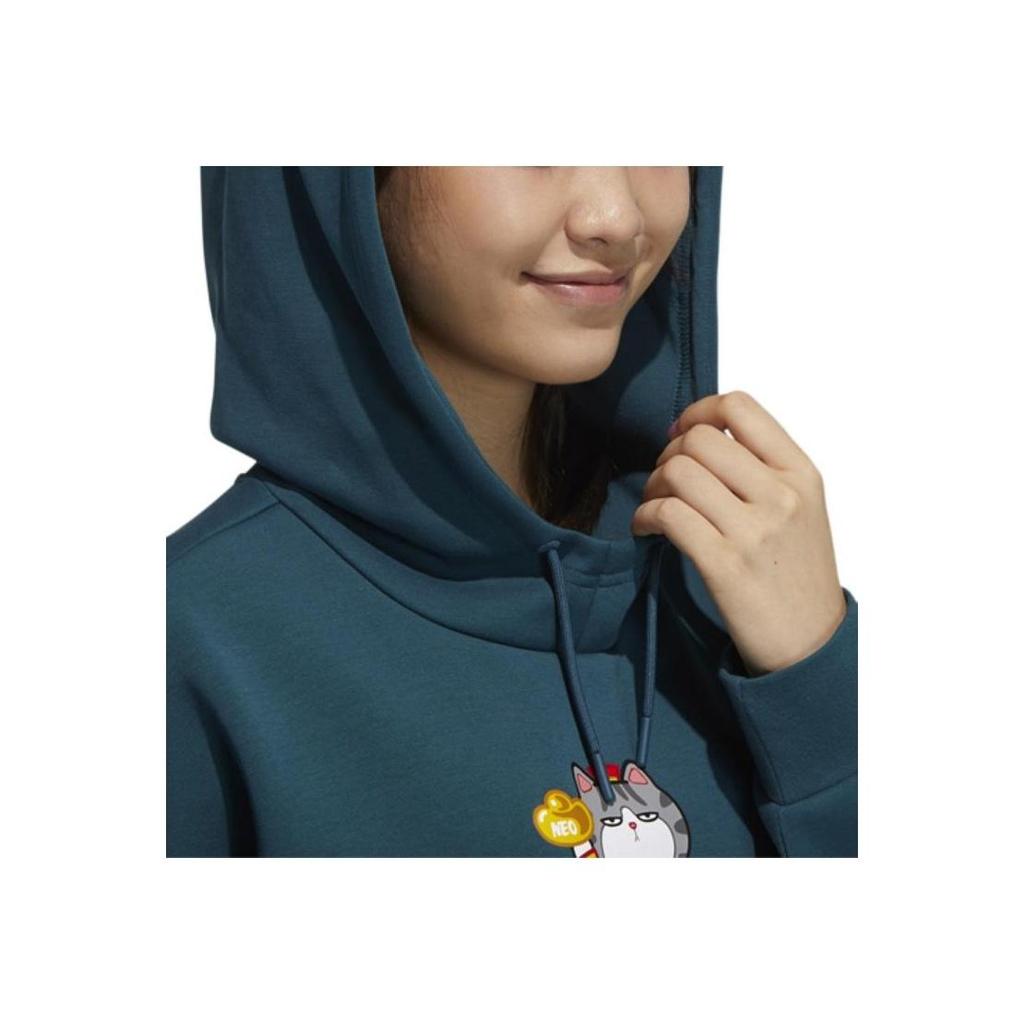 adidas Neo X Wu Huang Wan Shui Collaboration Loose Fit Hooded Printed Sweatshirt Women Sweatshirt Green H45020