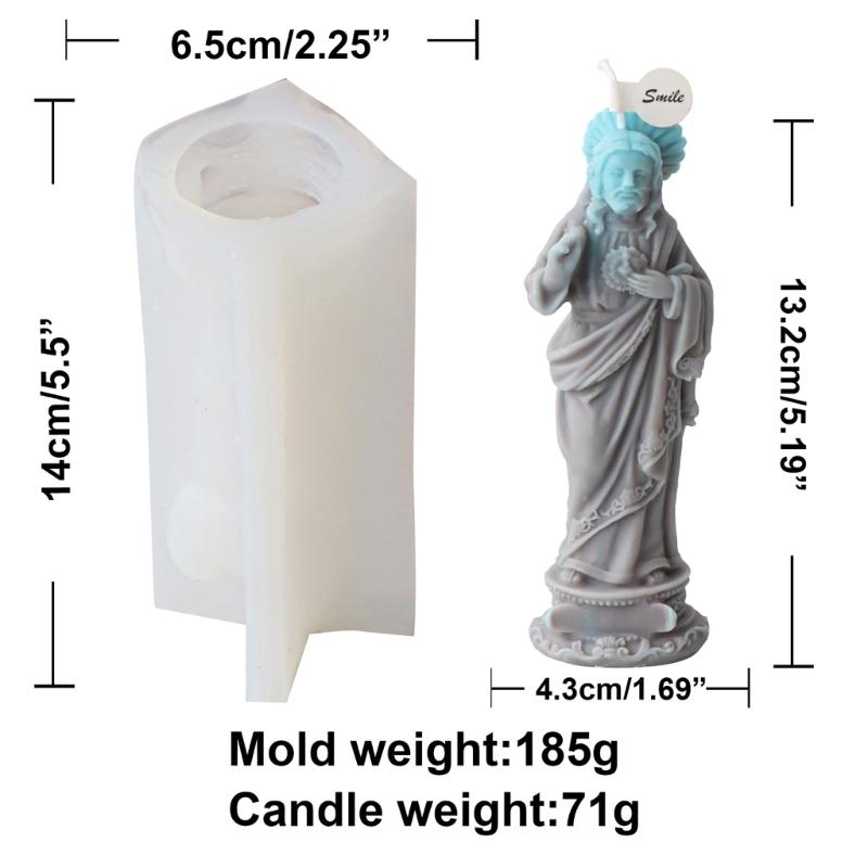 El Yapımı Sabun Alçı Reçine Aromaterapi Mum Silikon Kalıp Masaüstü Dekorasyonları için 3D Jesuses Silikon Mum Kalıbı