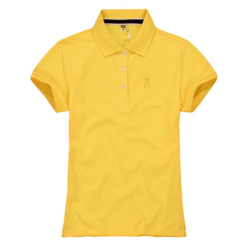 Dámské letní polo tričko s krátkým rukávem - Volný střih, Tištěné logo, Sportovní ležérní tričko z čisté bavlny