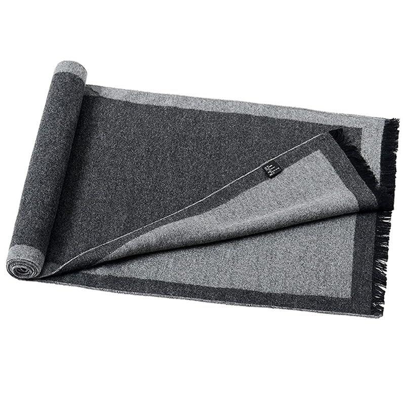 Used [NEW] [FQZMQBQ] Men's Cashmere Scarf, Large Stole, Black, Gray, Thin, Cold Protection, Warm, Stylish, Popular, Compact, Wool, Commuting,