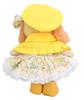 Teddy Bear Mail Order Alice Cookie Ann Costume with Duffle Cape and Floral Print Dress Dress-Up (Size Small, Yellow)