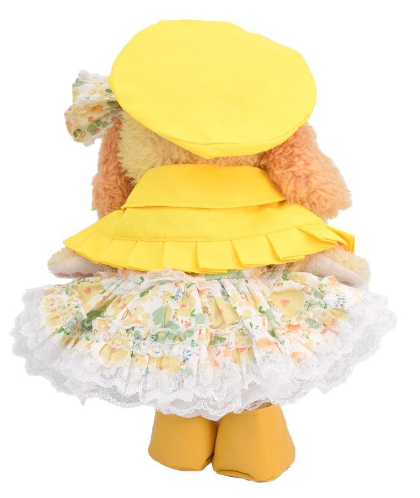Teddy Bear Mail Order Alice Cookie Ann Costume with Duffle Cape and Floral Print Dress Dress-Up (Size Small, Yellow)