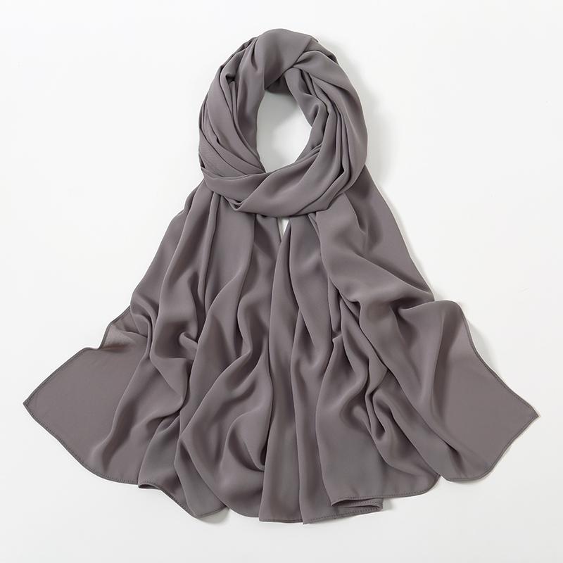 Women Heavy Chiffon Hijab Scarf Premium Chiffon Muslim Hijabs Plain Good Stitching Maxi Wrap Solid Color Musulman Femme Shawls
