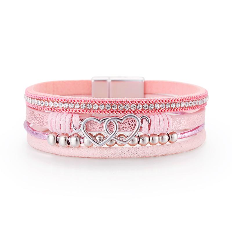 Multi Layer Leather Bracelet for Women Heart Accessories  Stylish Ladies Hand Jewelry Gift
