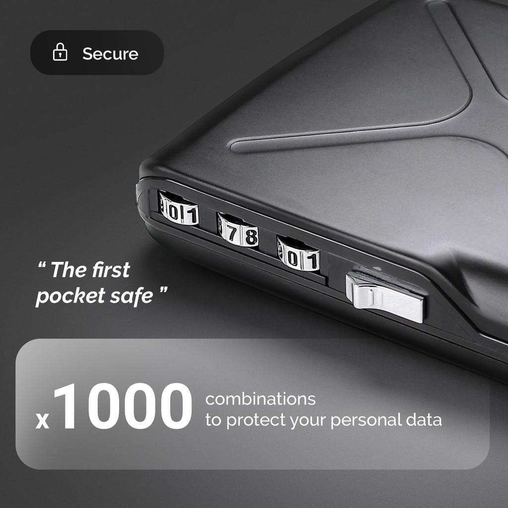 Aluminum Cord Lock Wallet with Dial Key Card Card Credit Card Business Stylish Brand [ÖGON -DESIGNS-] [OGON/Ogon] Lock, Anti-Skimming, Lock, Aluminum,