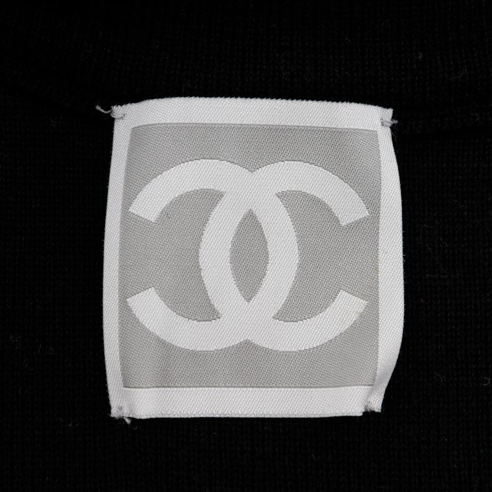 Chanel Sports Line Cardigan P22075V01420 Side Logo 03A Black Wool Women Used