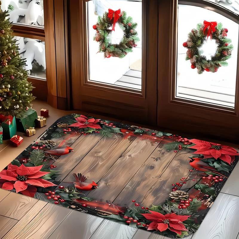 Christmas-themed Door Mat Printed Small Rug Merry Words Home Bedroom Living Room Entrance Floor Mat Kitchen Bathroom Carpet