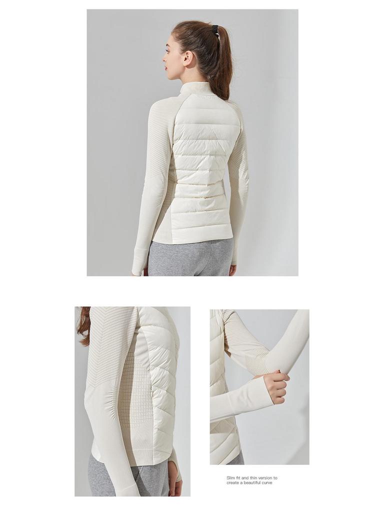 LULU Slim Fit Windproof Down Yoga Jacket - Warm, Thin, and Ideal for Outdoor Running & Sports.
