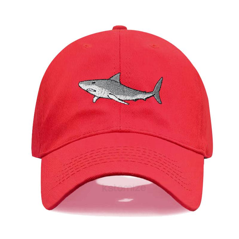 Tierhai Stickerei Baseballkappe Für Damen Herren Mode Verstellbar Gewaschene Baumwolle Dad Hat Unisex Klassische Golfkappen Adjustable red