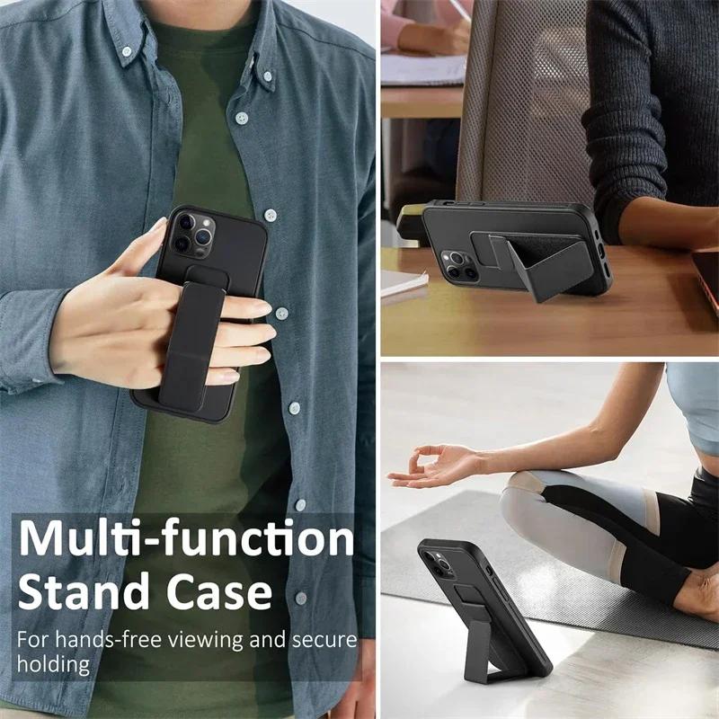 Magnetic Kickstand Wrist Strap Case for IPhone 16 15 14 13 12 11 Pro Max Plus 16Pro 15Pro IPhone16 i16 ProMax Phone Stand Cover